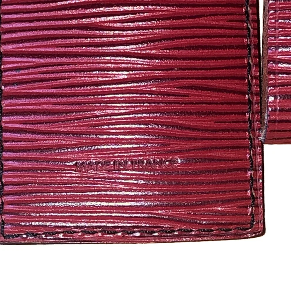 LOUIS VUITTON Red Epi Leather Luggage Tag and Poignet Sets